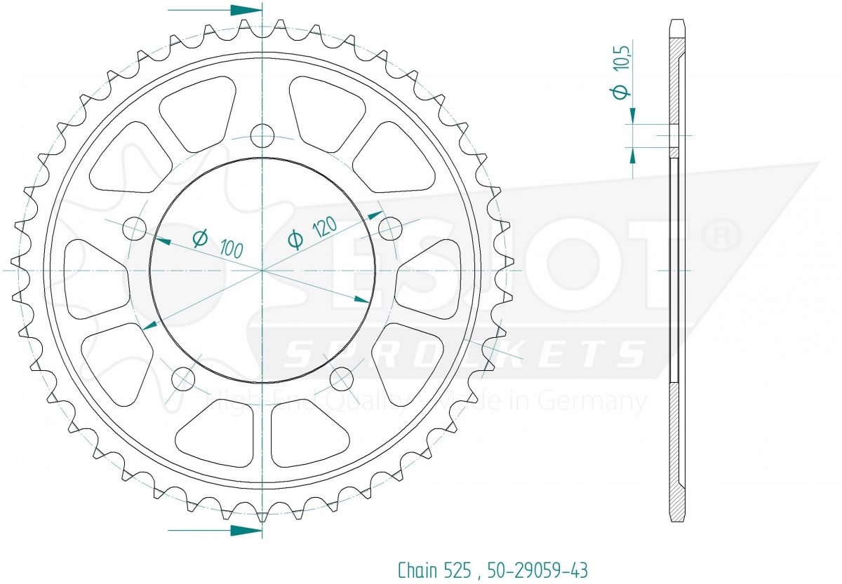 REAR 43T, 525