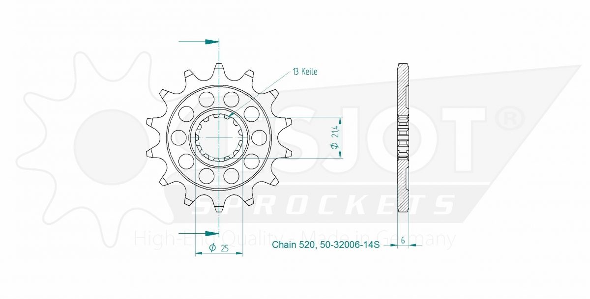 FRONT 14T, LIGHT, 520