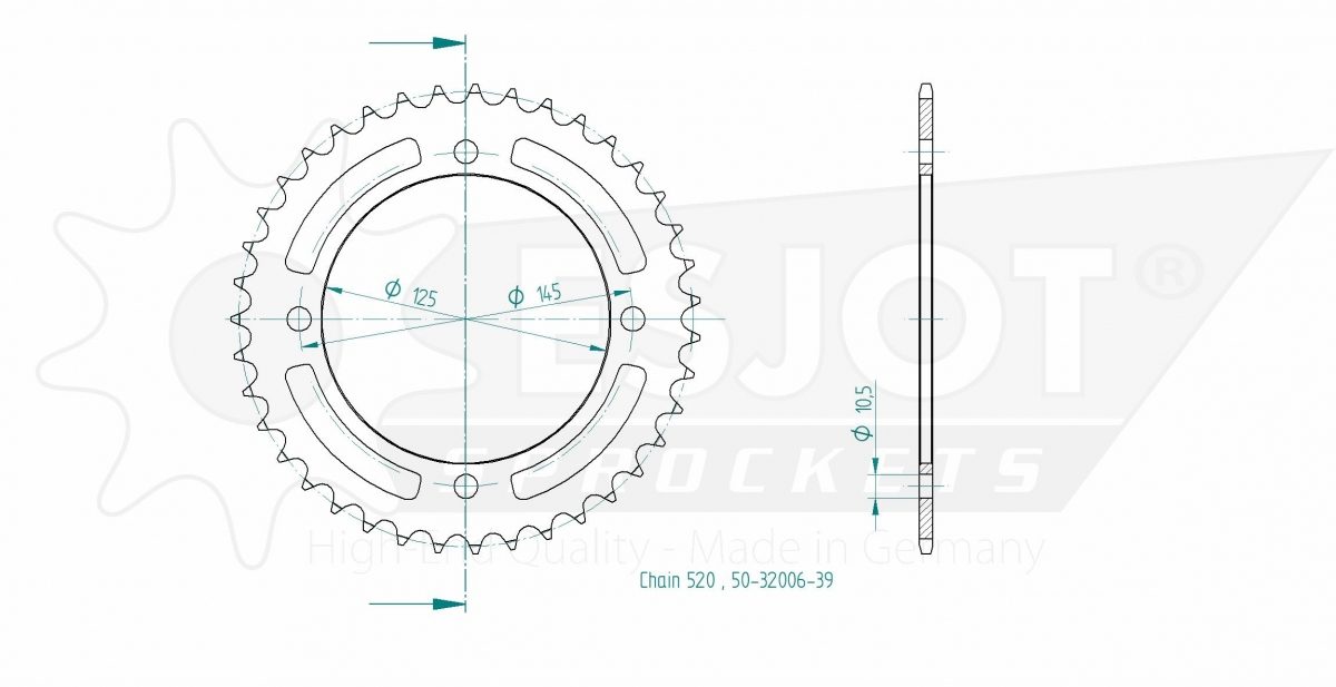 REAR STEEL 39T, 520