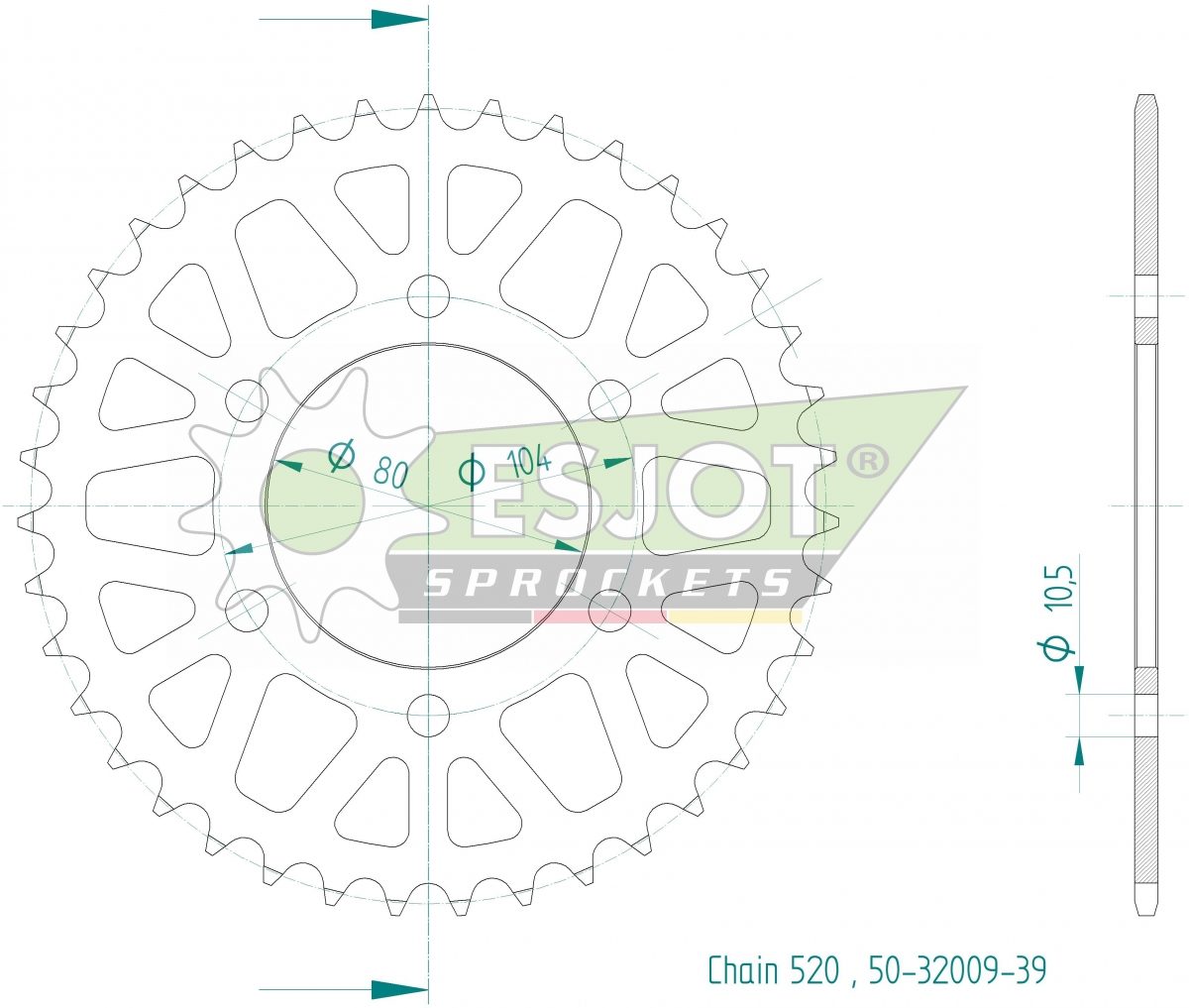 REAR STEEL 39T, 520
