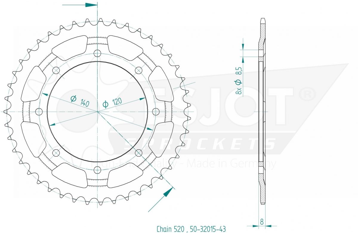 REAR STEEL 43T, 520