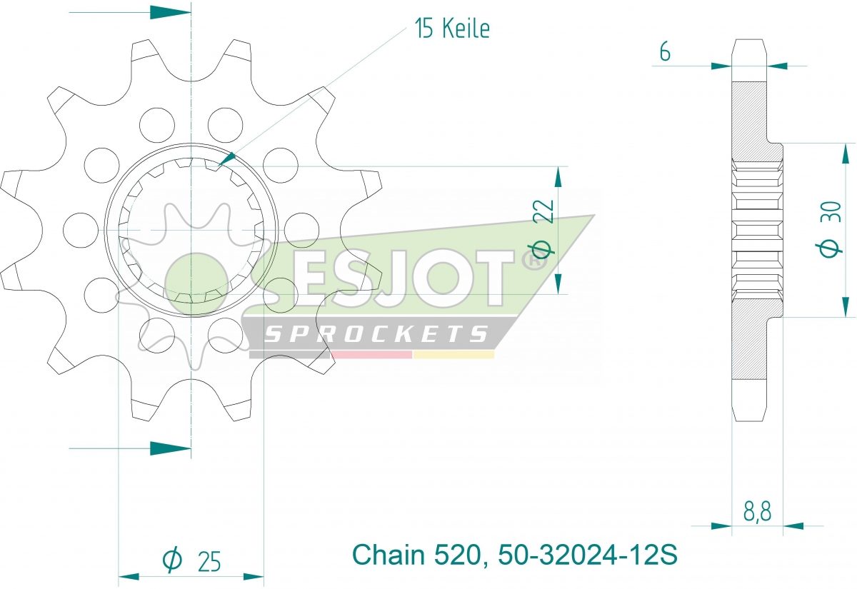 FRONT 12T, LIGHT, 520