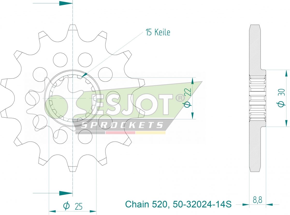 FRONT 14T, LIGHT, 520