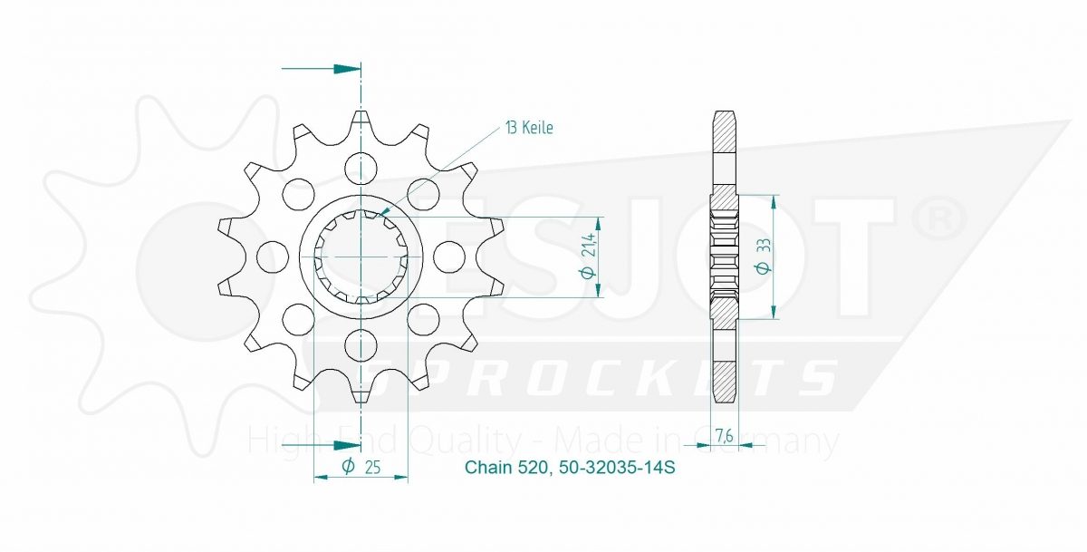 FRONT 14T, LIGHT, 520