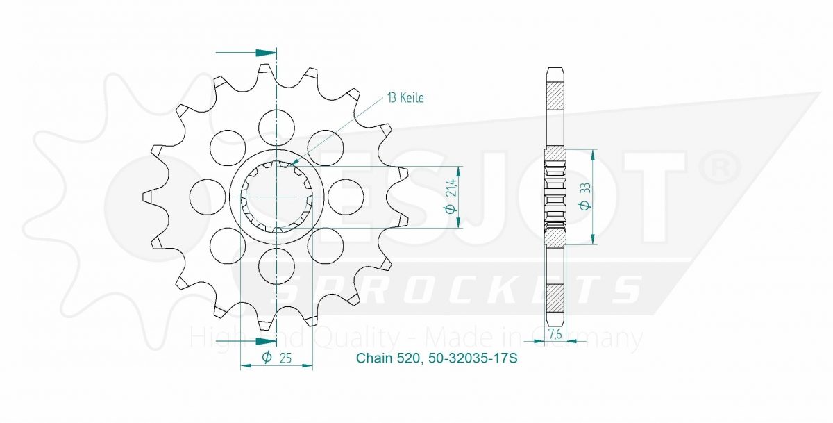 FRONT 17T, LIGHT, 520