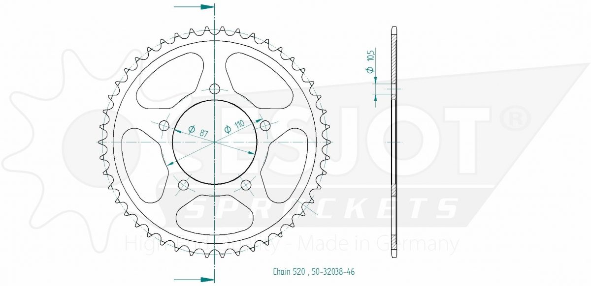 REAR STEEL 46T, 520