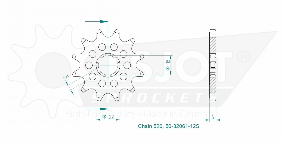 FRONT 12T, LIGHT, 520