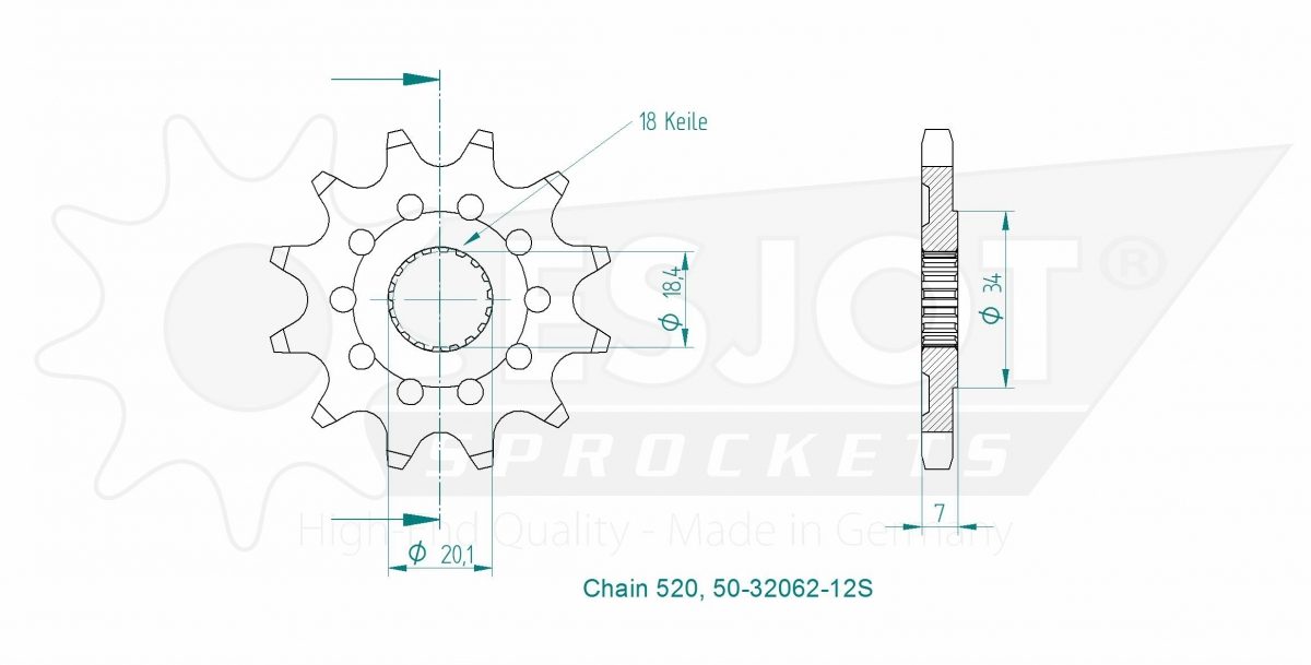 FRONT 12T, LIGHT, 520