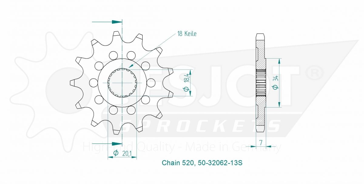 FRONT 13T, LIGHT, 520