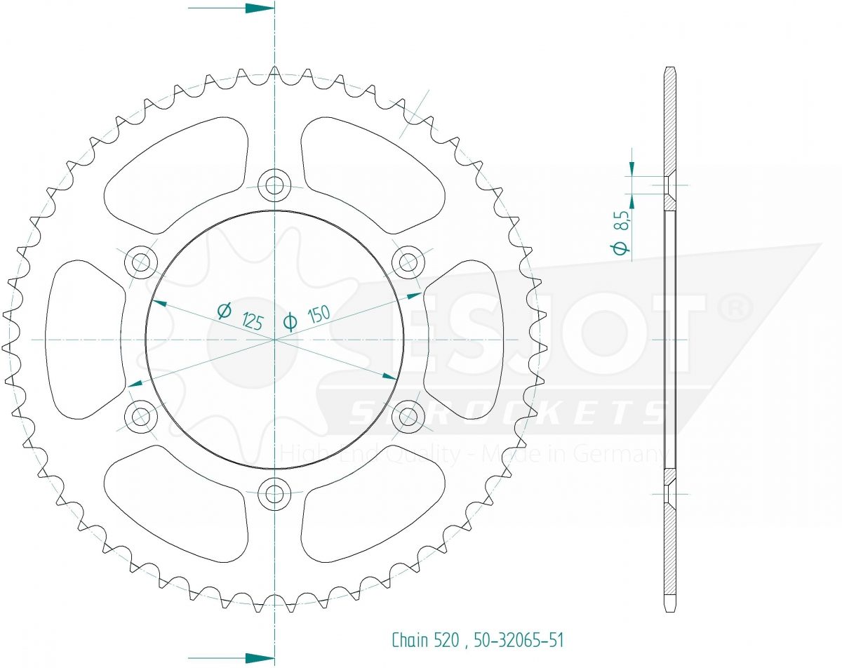 REAR STEEL 51T, 520