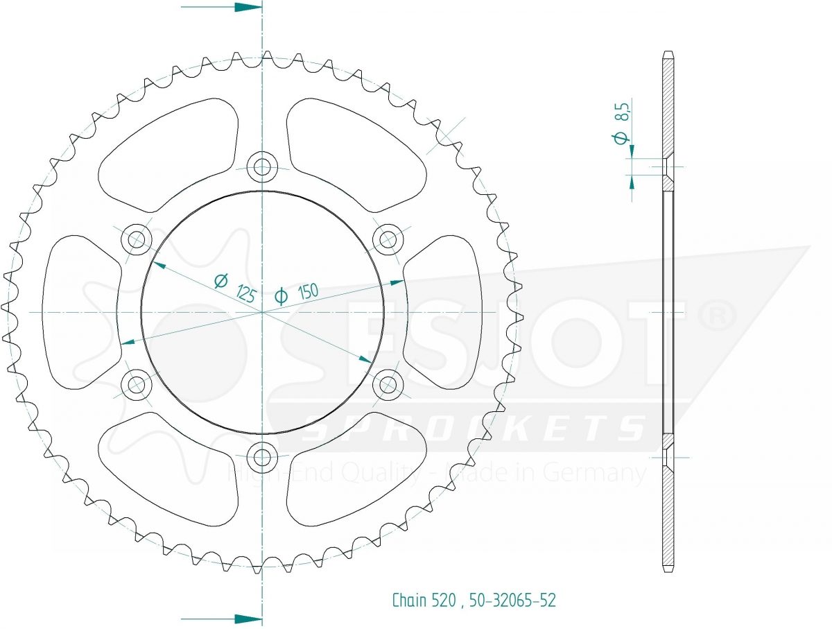 REAR STEEL 52T, 520