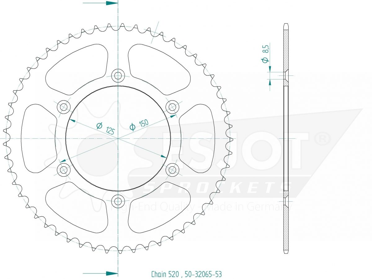 REAR STEEL 53T, 520