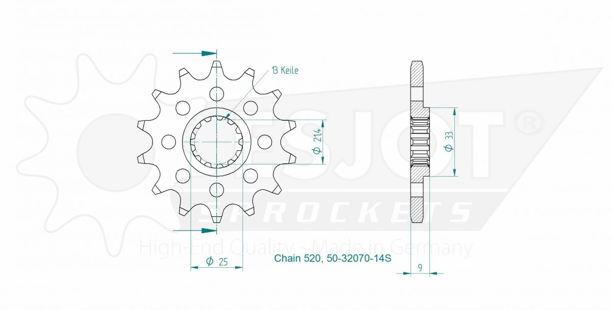 FRONT 14T, LIGHT, 520