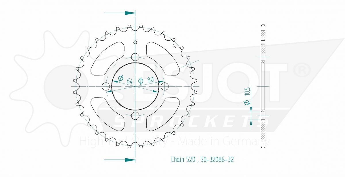 REAR STEEL 32T, 520