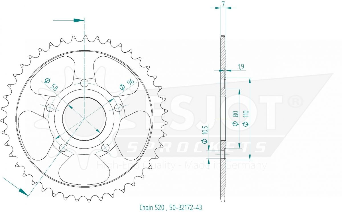 REAR STEEL 43T, 520