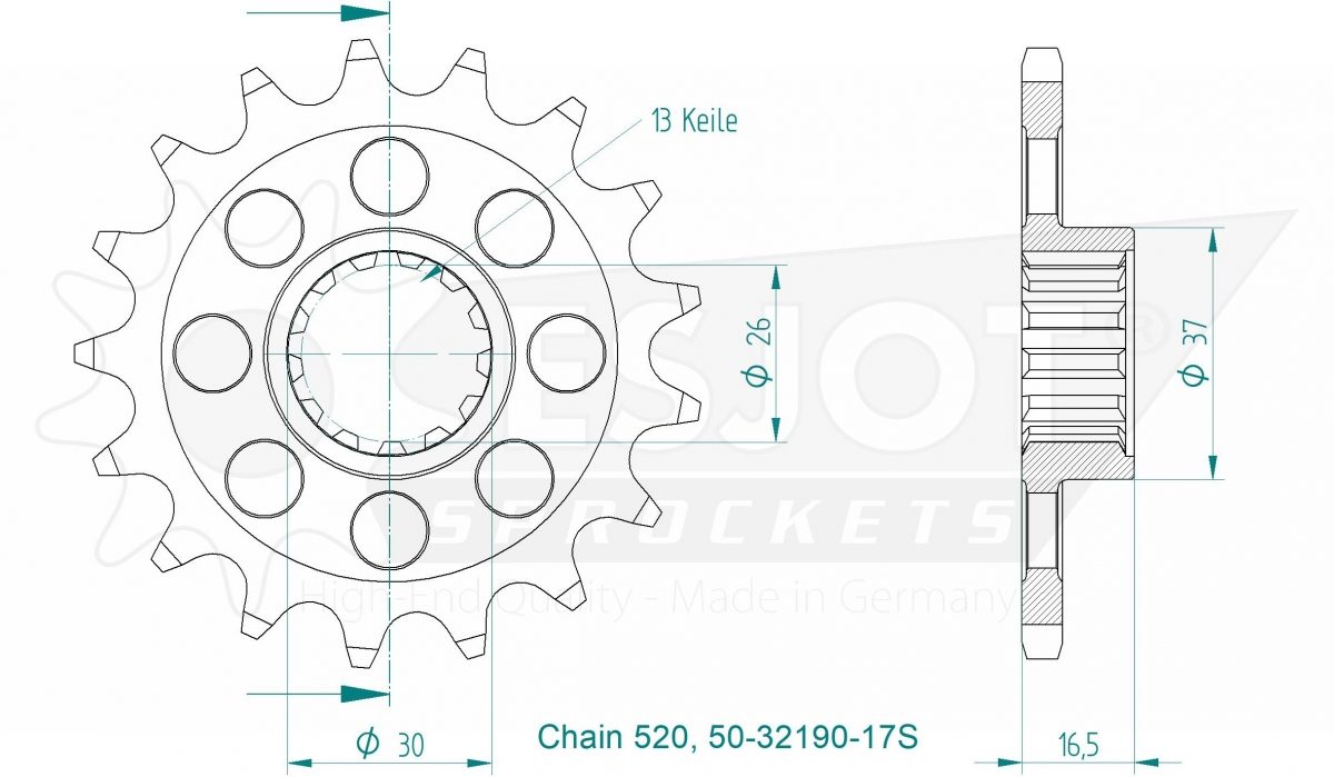 FRONT 17T, LIGHT, 520