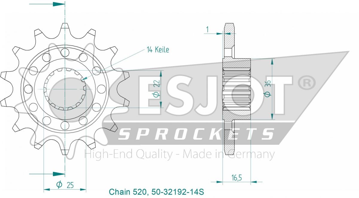 FRONT 14T, LIGHT, 520