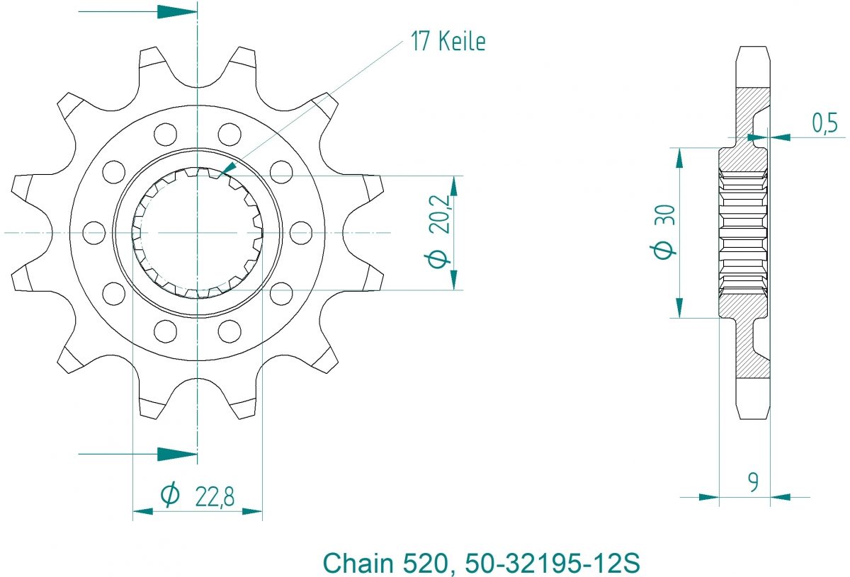 FRONT 12T, LIGHT, 520