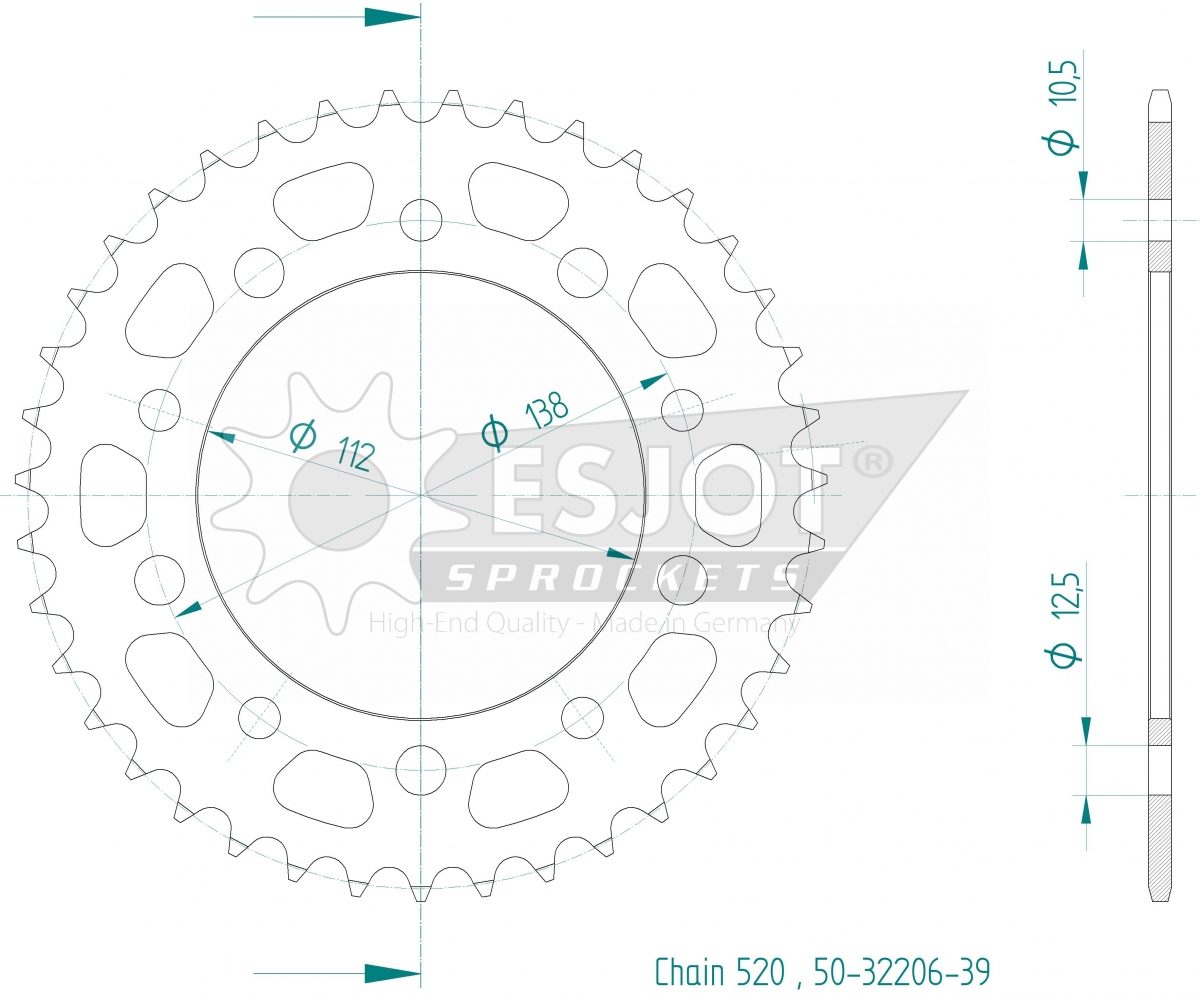 REAR STEEL 39T, 520