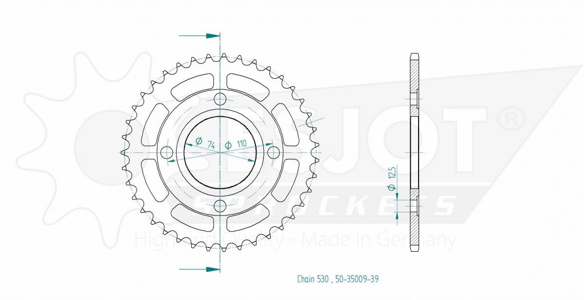 REAR STEEL 39T, 530