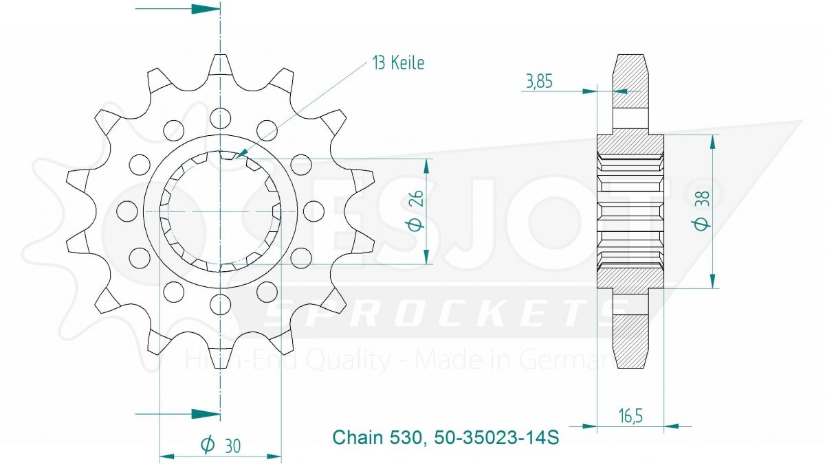 FRONT 14T, LIGHT, 530