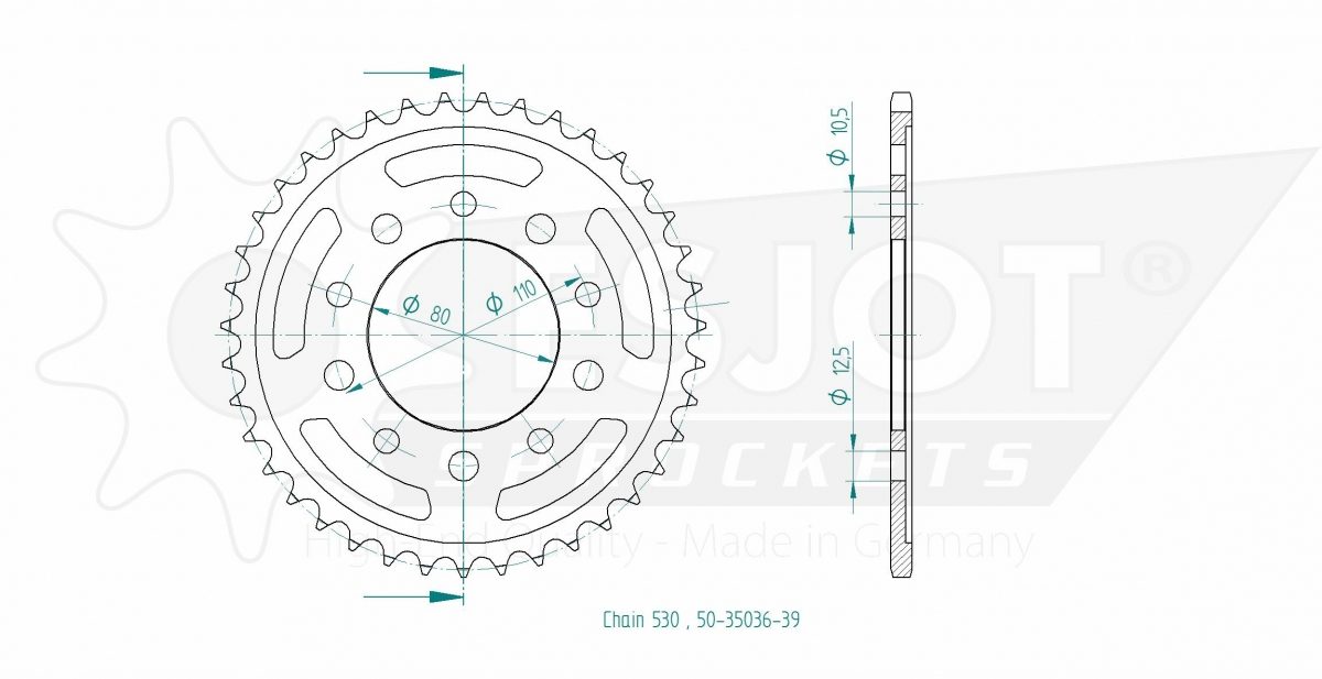 REAR STEEL 39T, 530