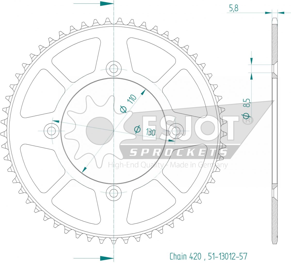 REAR ALU 57T, 420