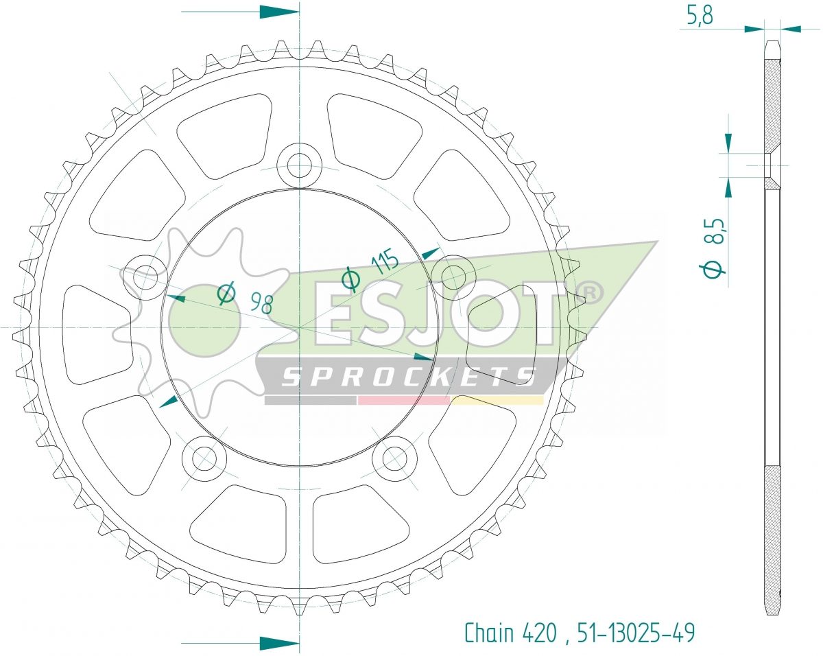 REAR ALU 49T, 420