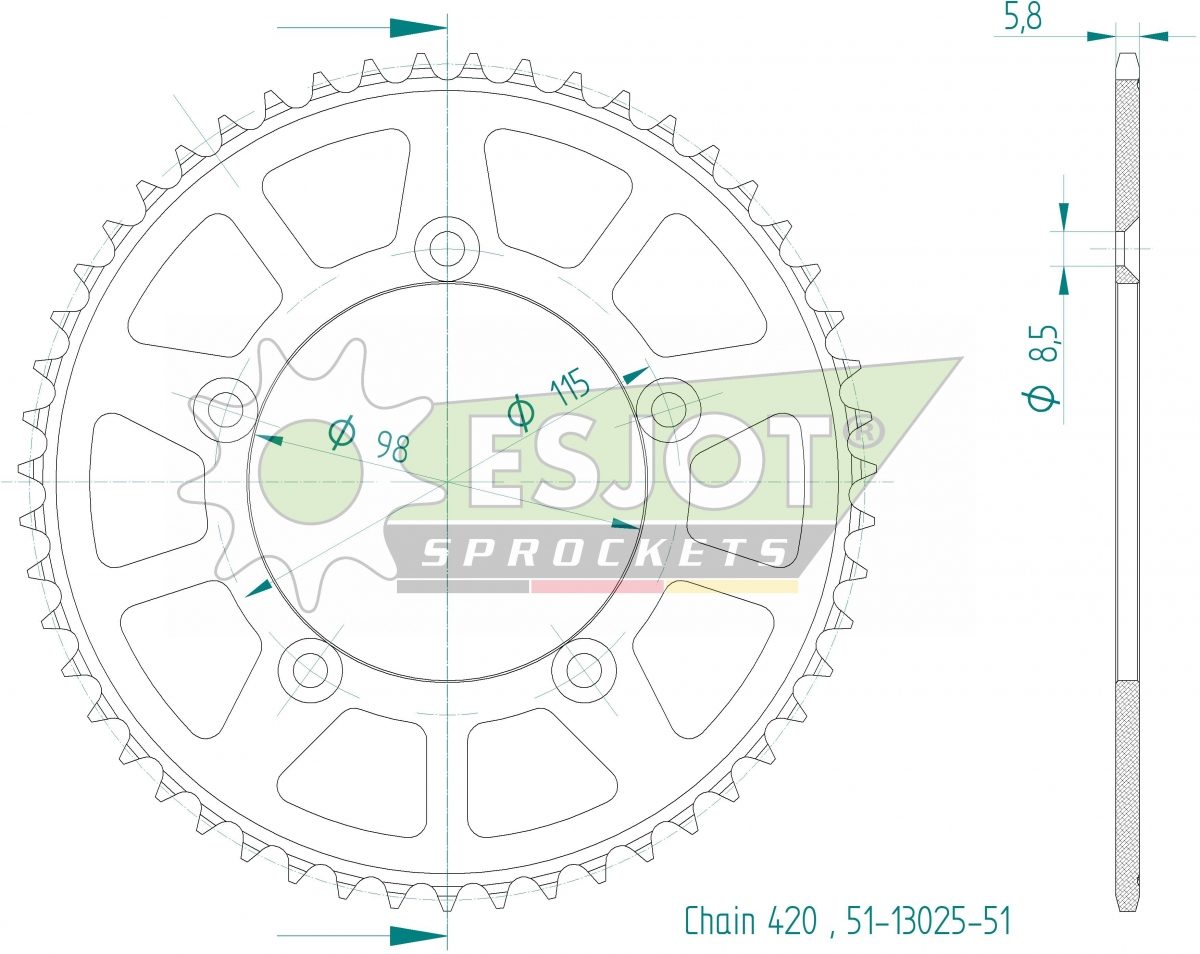 REAR ALU 51T, 420
