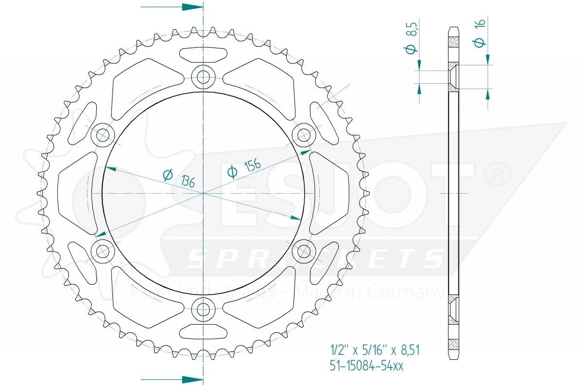 REAR ALU 54T, 428