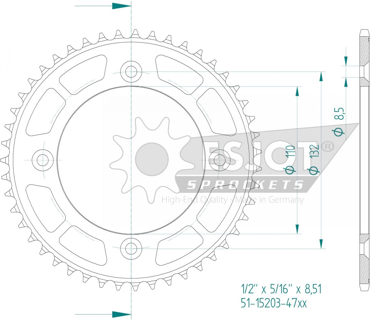REAR ALU 47T, 428