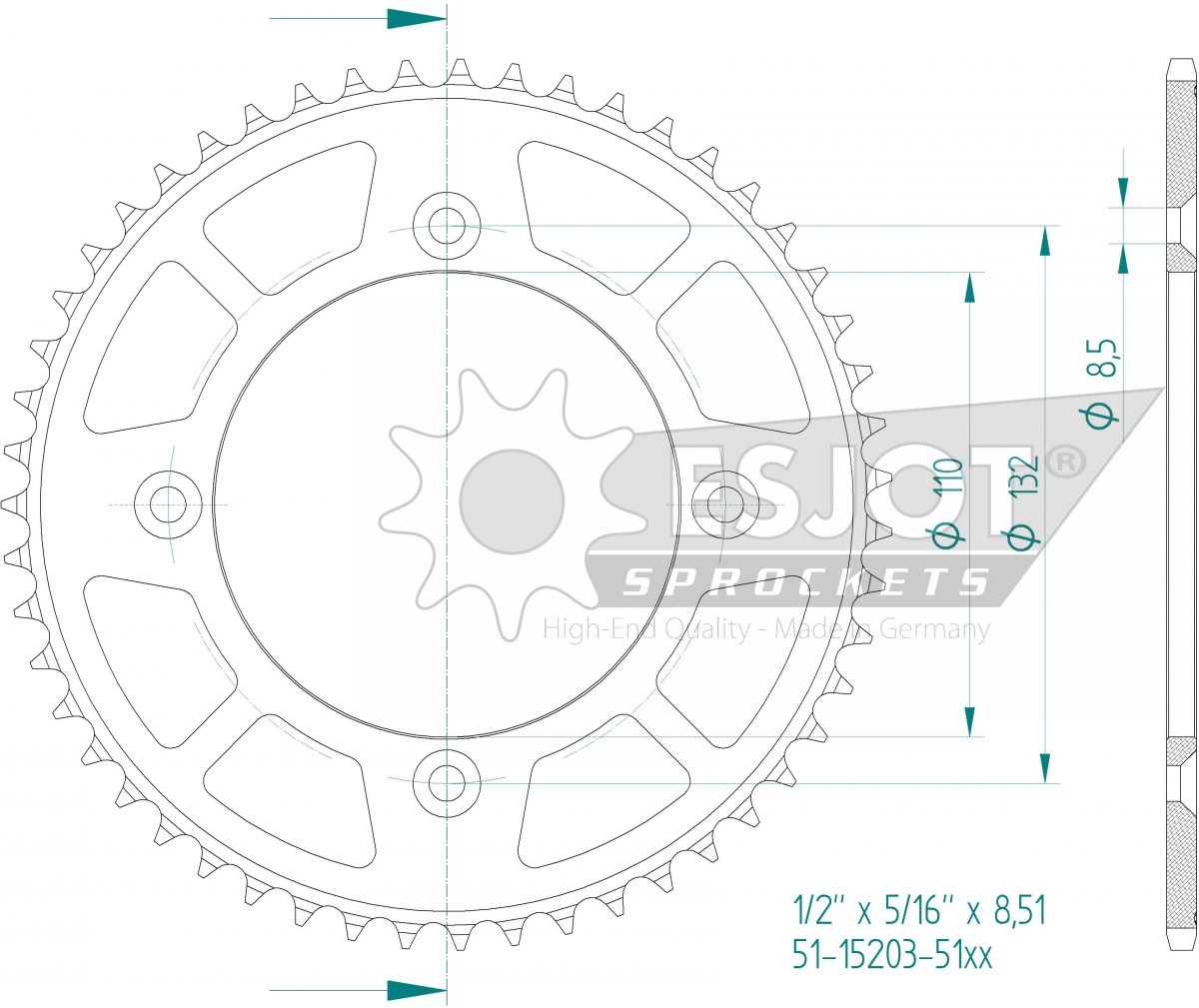 REAR ALU 51T, 428