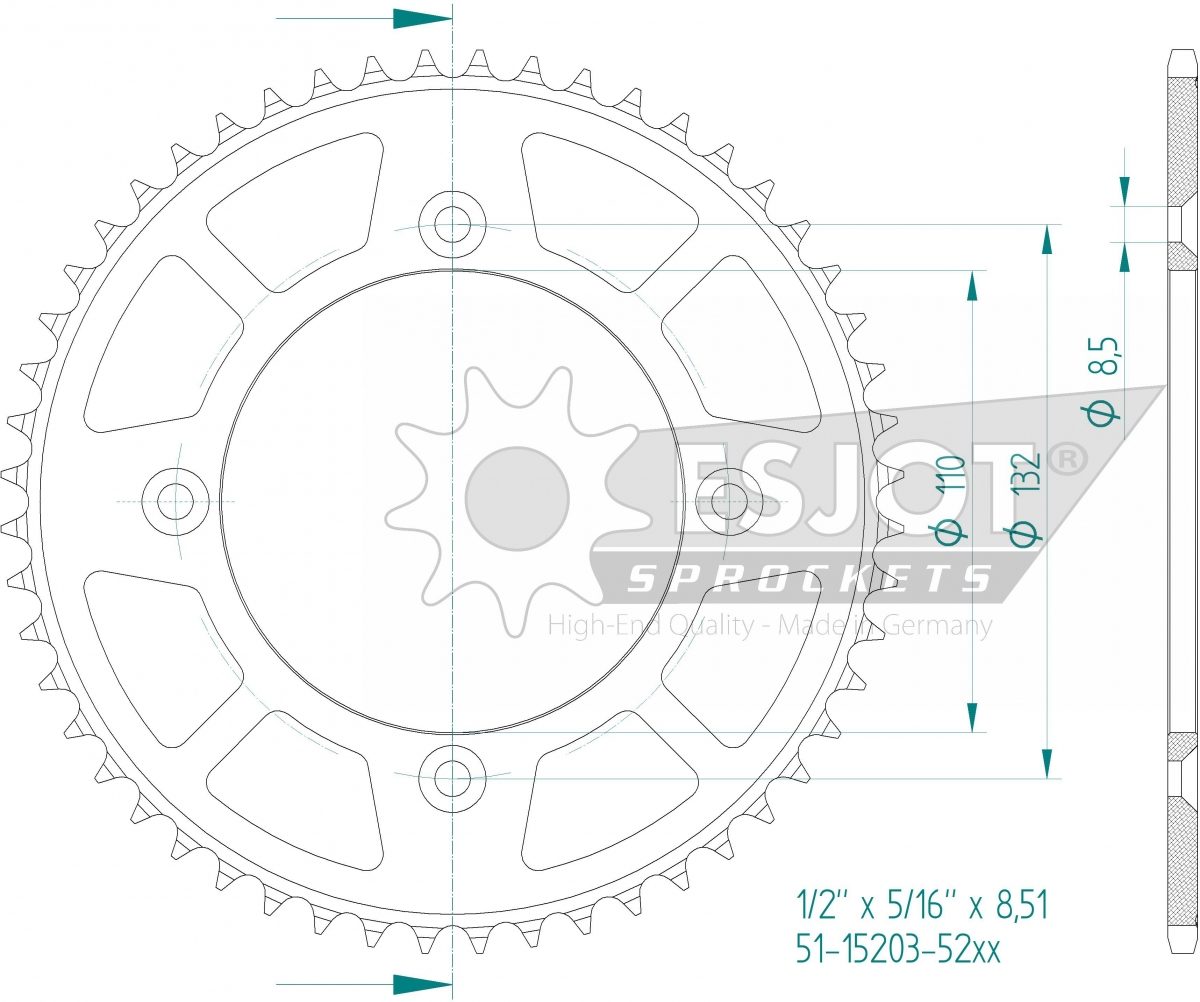 REAR ALU 52T, 428