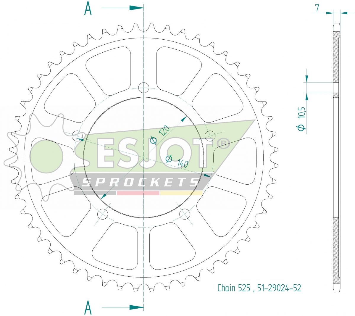 REAR ALU 52T, 525