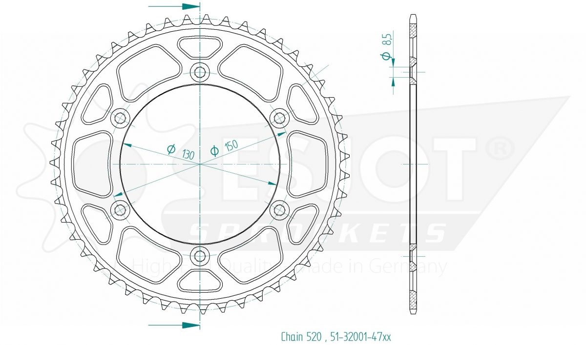 REAR ALU 47T, 520