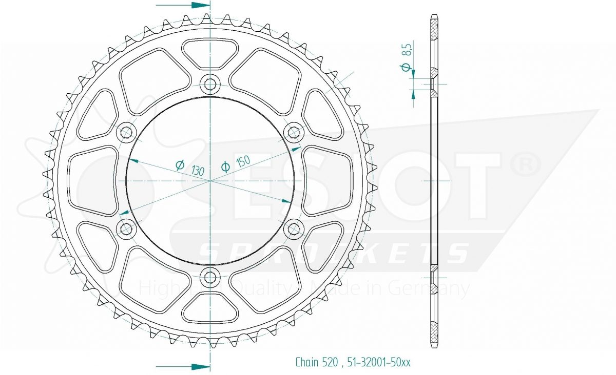 REAR ALU 50T, 520