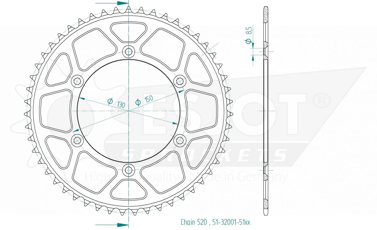 REAR ALU 51T, 520