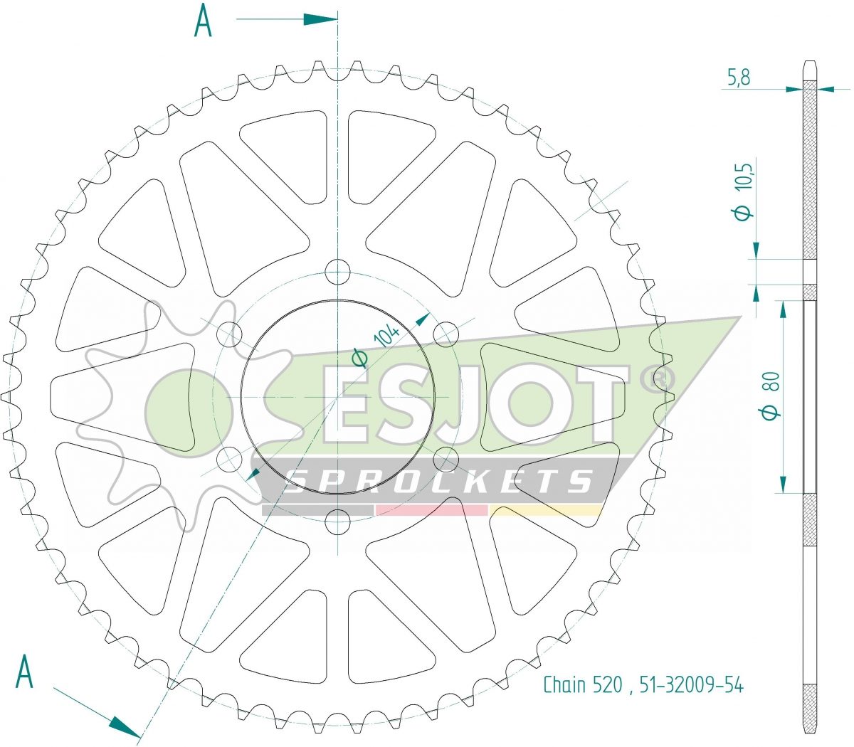 REAR ALU 54T, 520