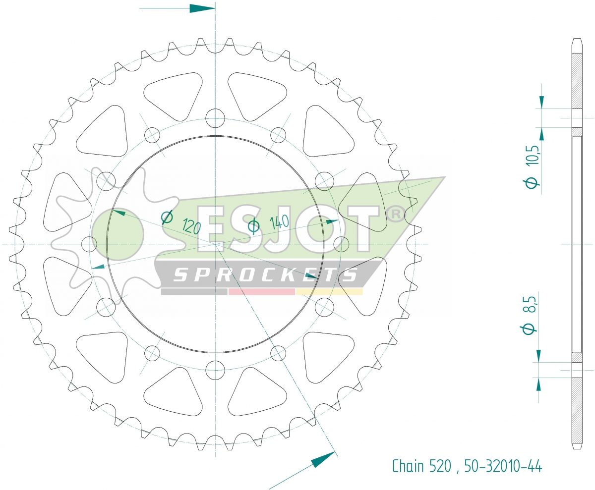 REAR ALU 44T, 520