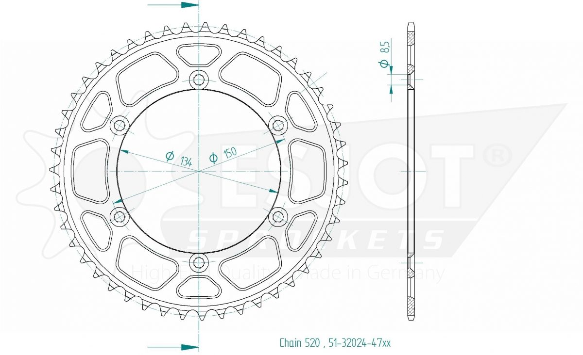 REAR ALU 47T, 520