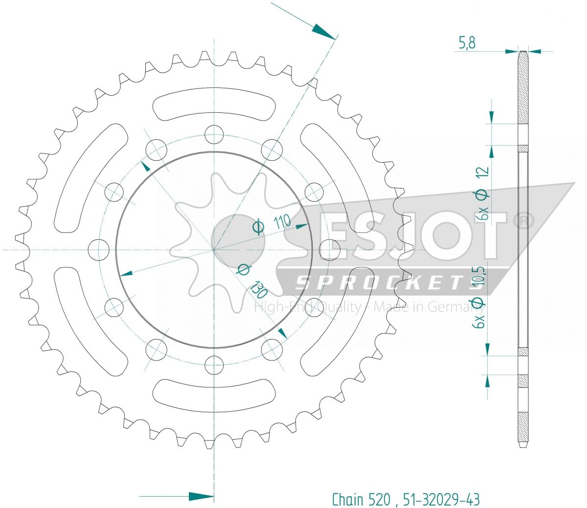 REAR ALU 43T, 520