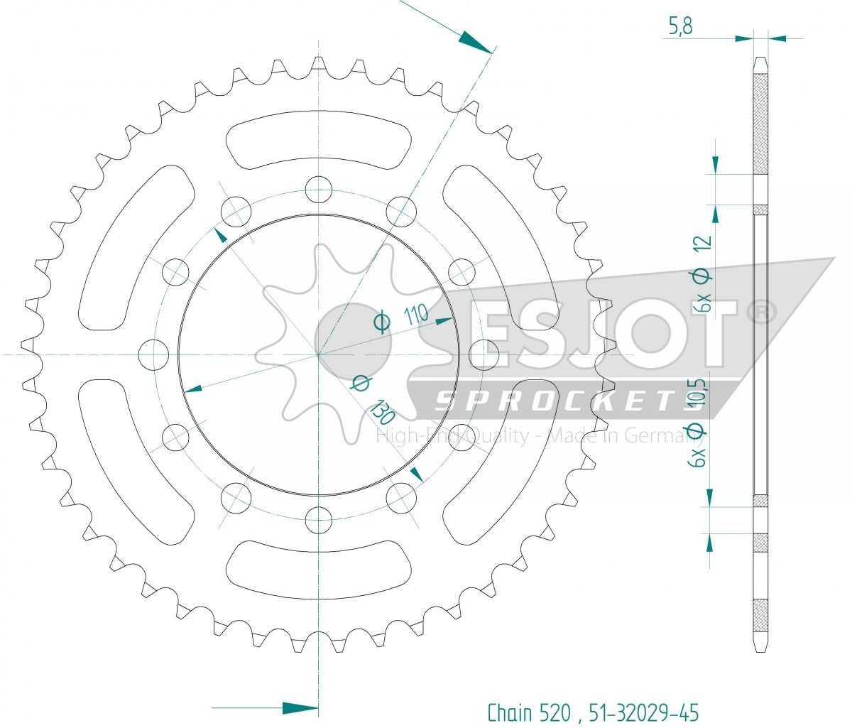 REAR ALU 45T, 520