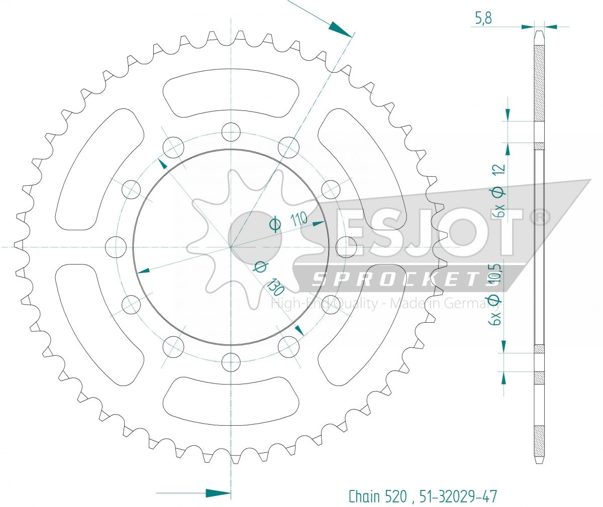 REAR ALU 47T, 520