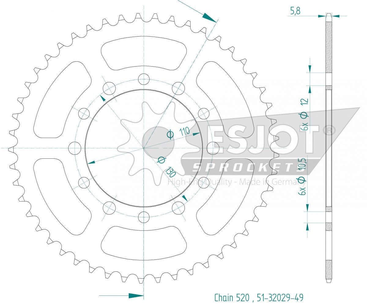 REAR ALU 49T, 520