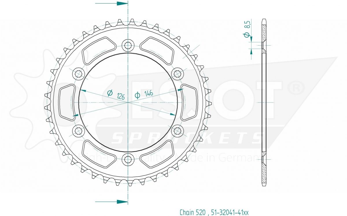 REAR ALU 41T, 520