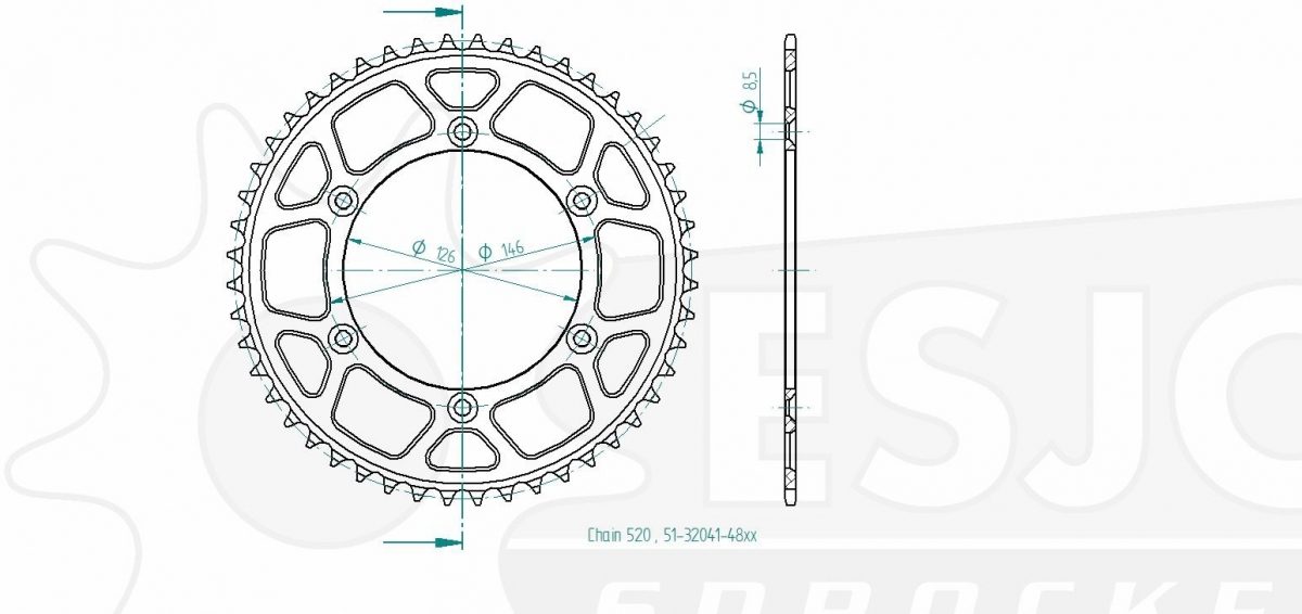 REAR ALU 48T, 520