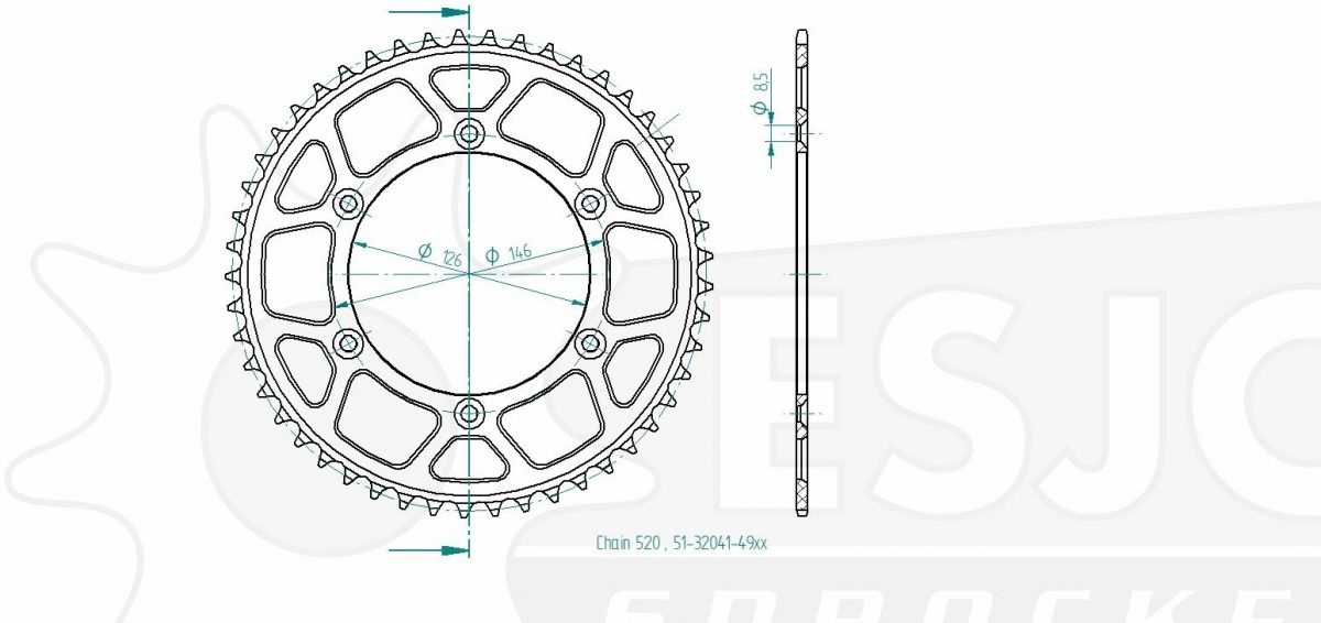 REAR ALU 49T, 520