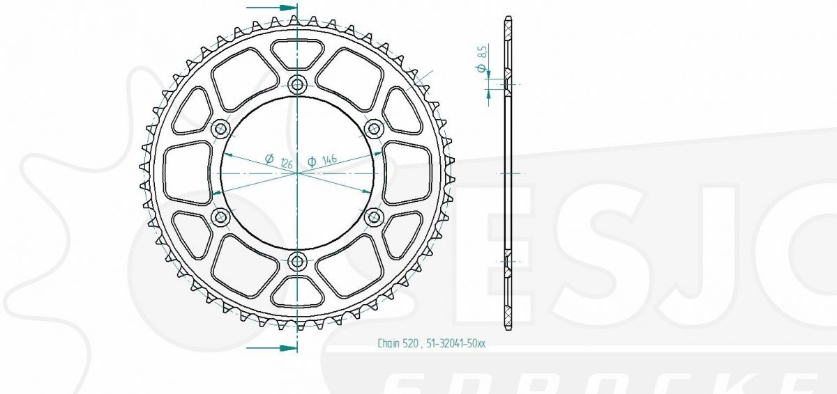 REAR ALU 50T, 520