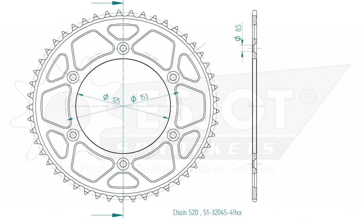 REAR ALU 49T, 520