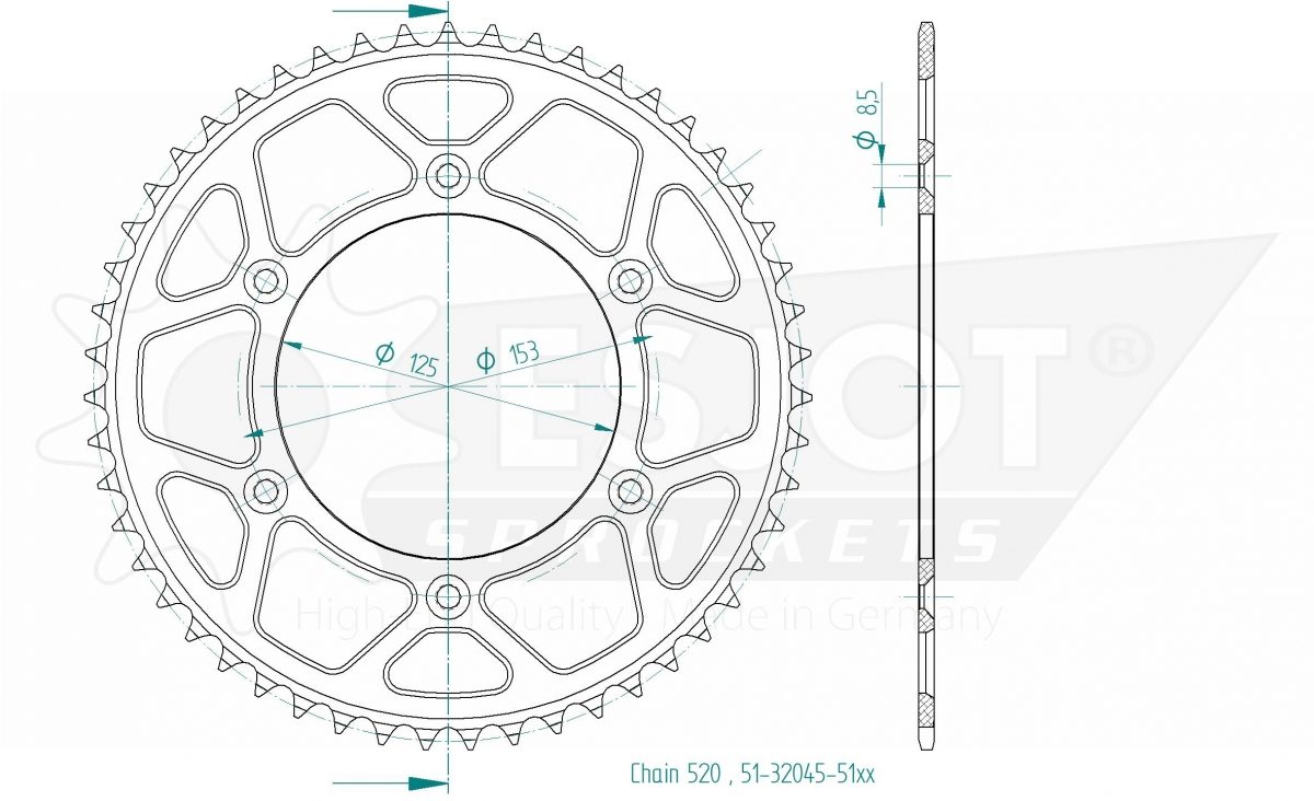 REAR ALU 51T, 520